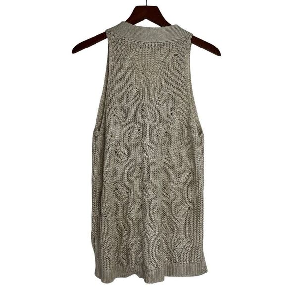 Marled Womens Knit Three-Button V-Neck Sleeveless Sweater Vest Beige Medium - Picture 2 of 16